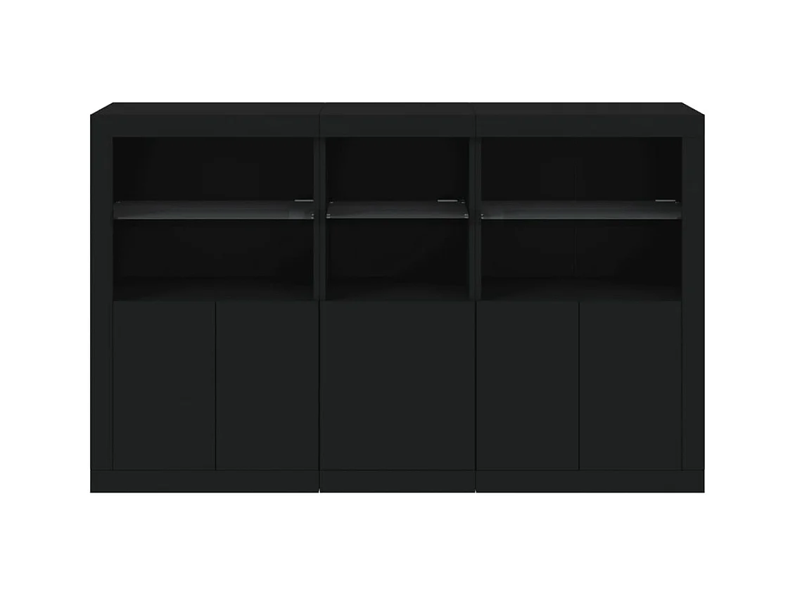 Dressoir met LED-verlichting 162x37x100 cm zwart