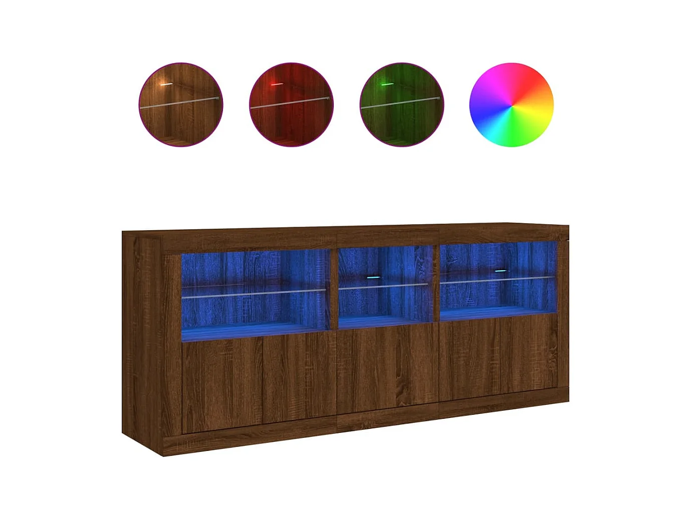 Buffet avec lumières LED chêne marron 162x37x67 cm