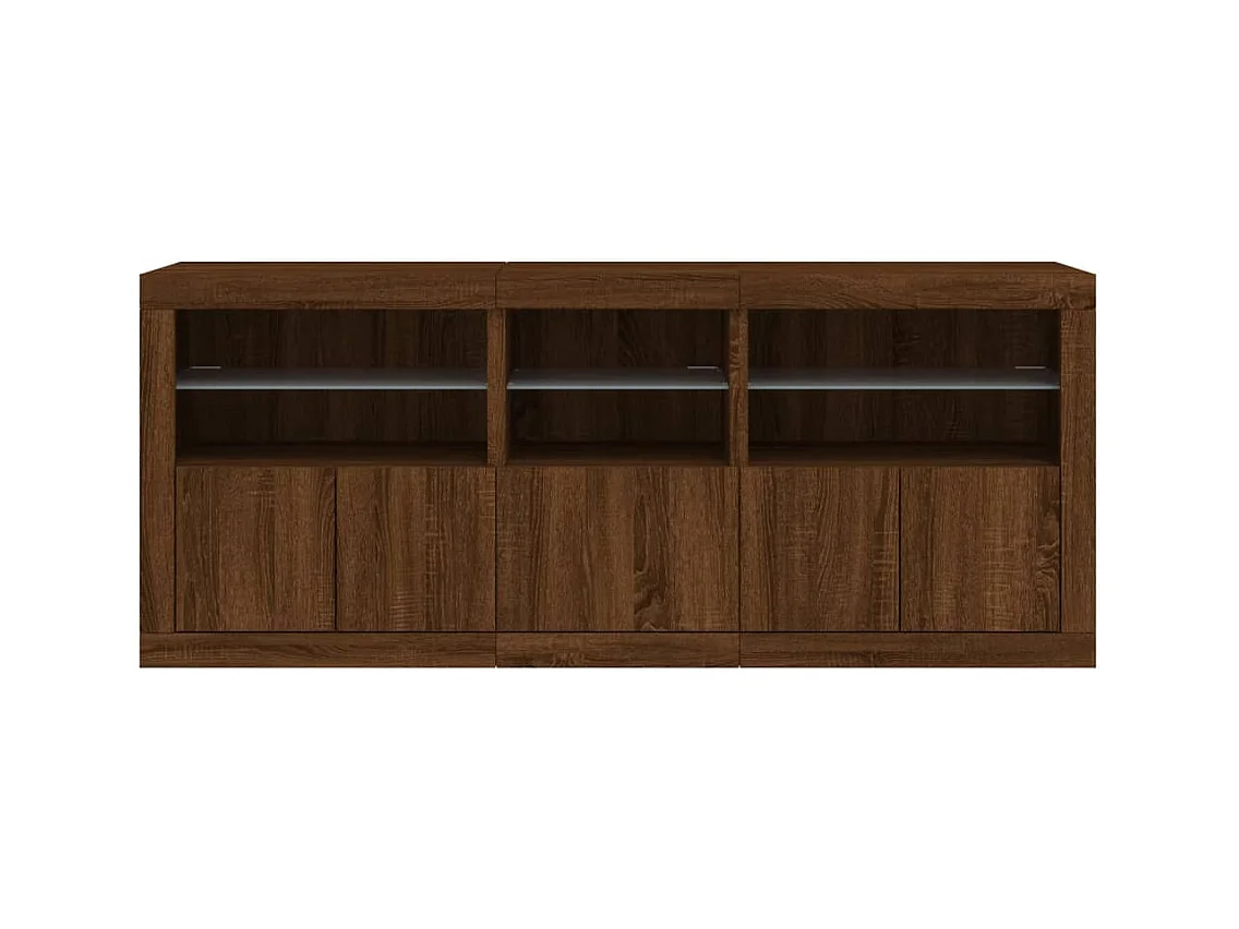 Buffet avec lumières LED chêne marron 162x37x67 cm