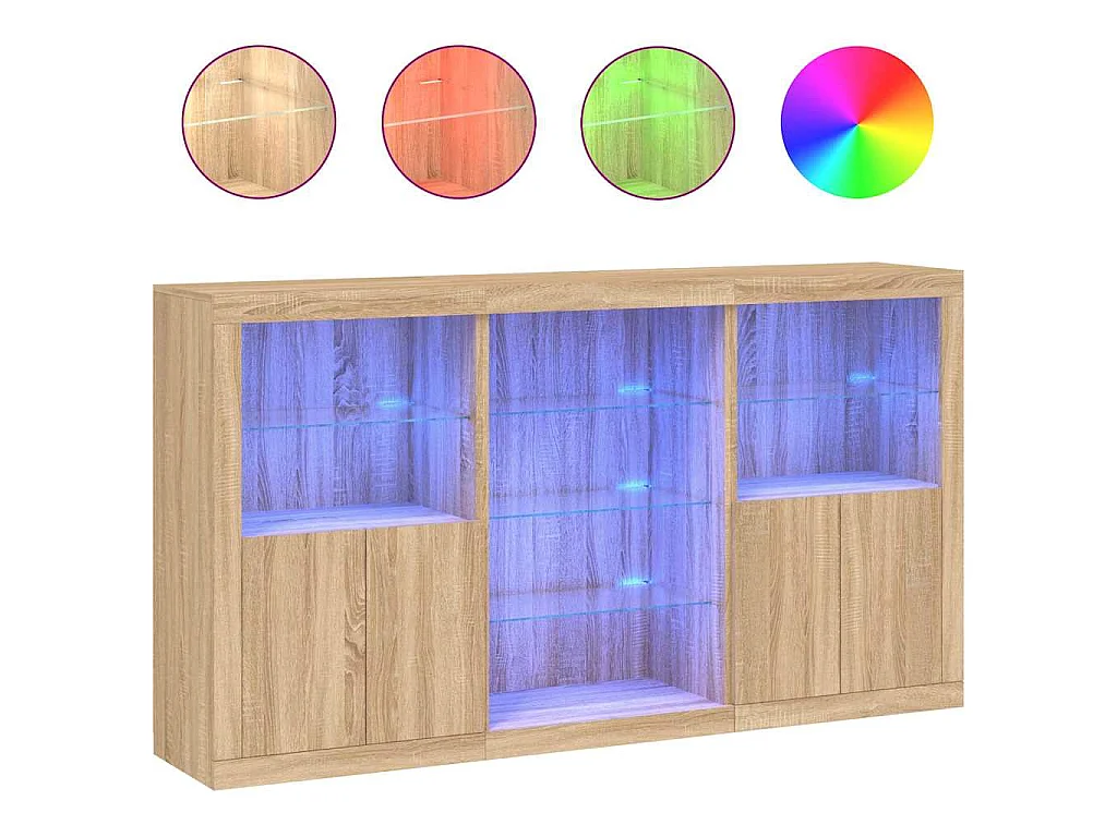 Aparador com luzes LED 181,5x37x100 cm carvalho sonoma