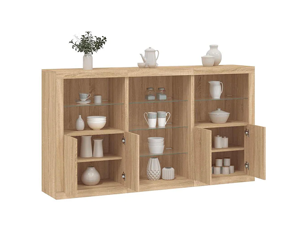 Aparador com luzes LED 181,5x37x100 cm carvalho sonoma