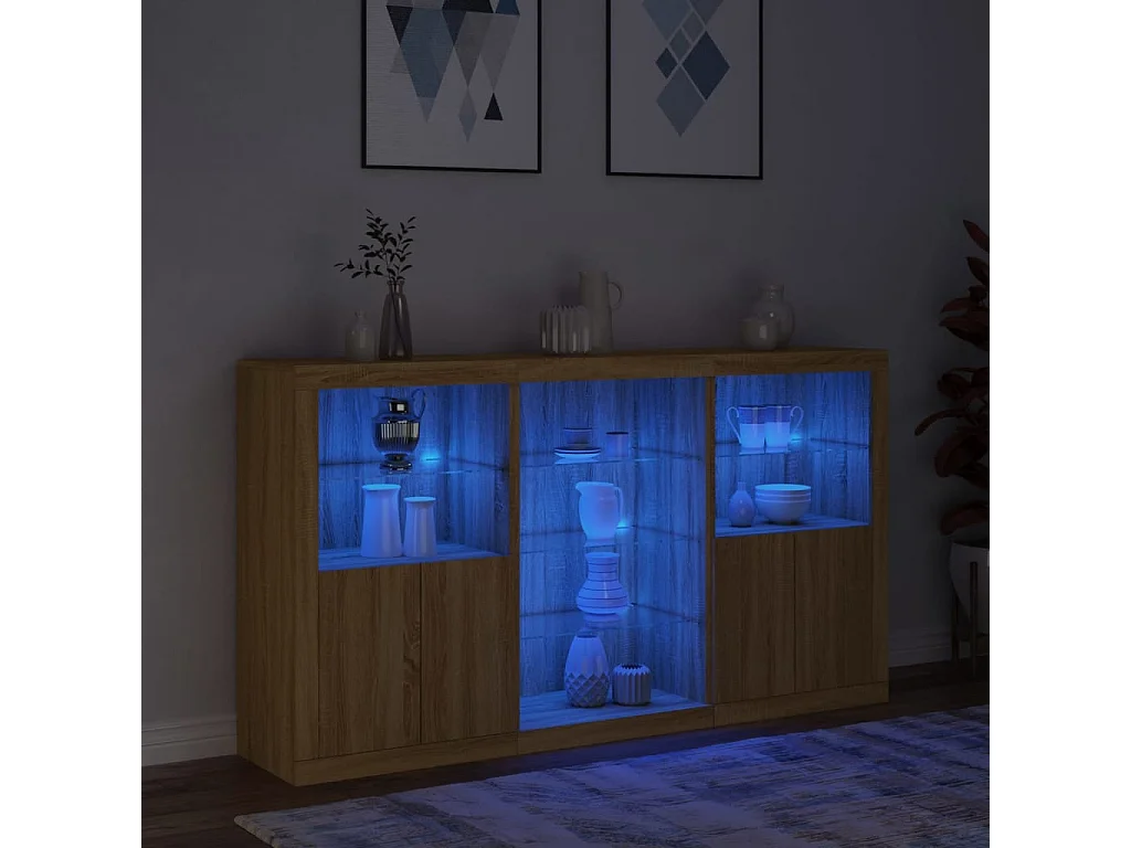 Aparador com luzes LED 181,5x37x100 cm carvalho sonoma