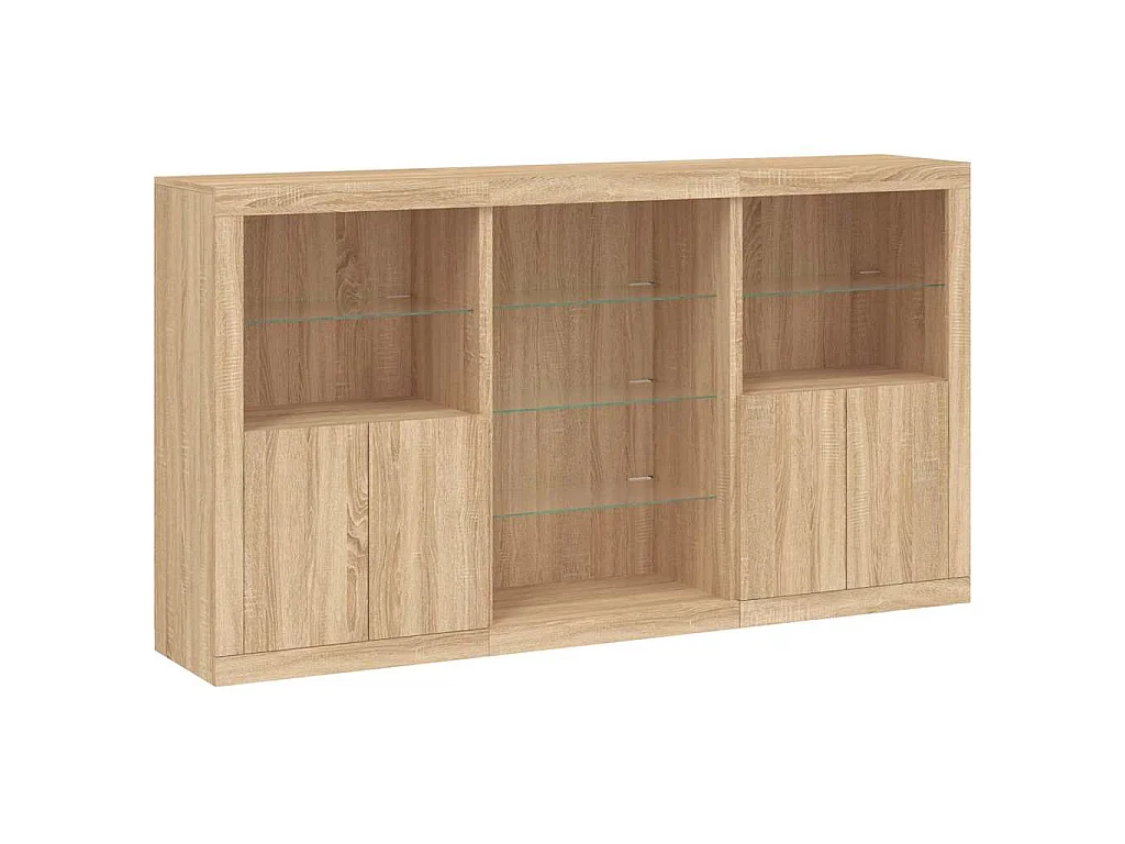 Buffet avec lumières LED chêne sonoma 181,5x37x100 cm