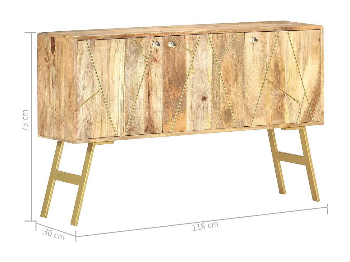 Aparador 118x30x75 cm madeira de mangueira maciça