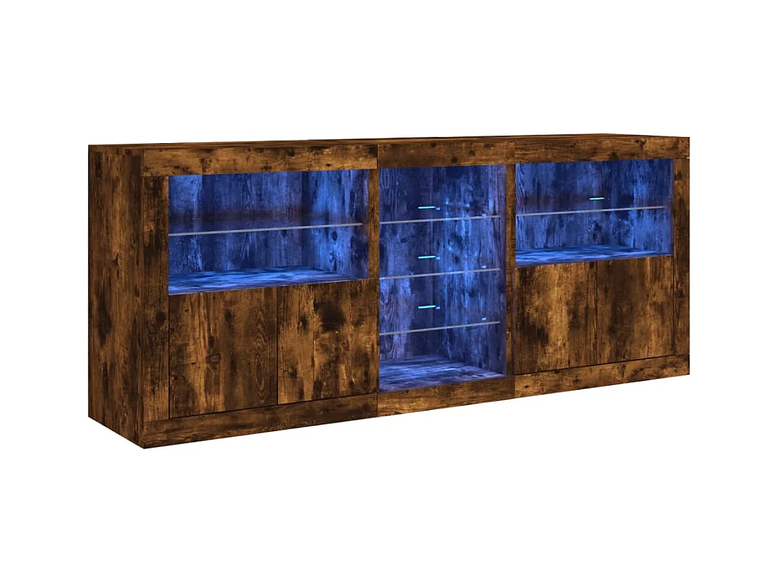 Sideboard mit LED-Leuchten Räuchereiche 162x37x67 cm