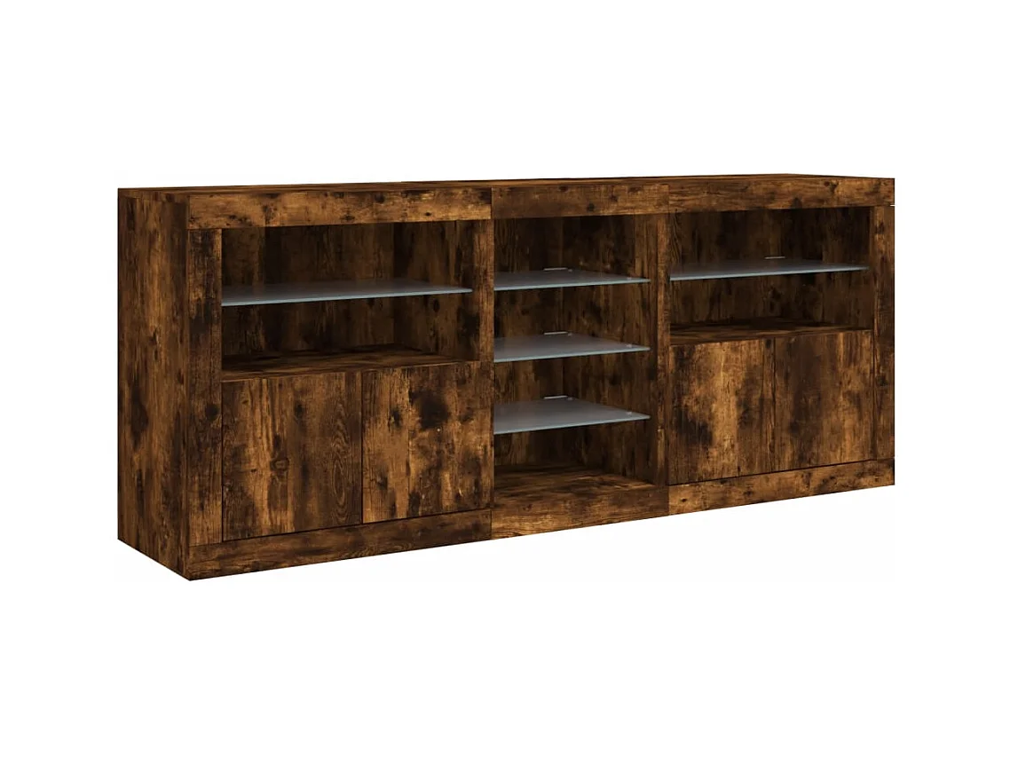 Sideboard mit LED-Leuchten Räuchereiche 162x37x67 cm