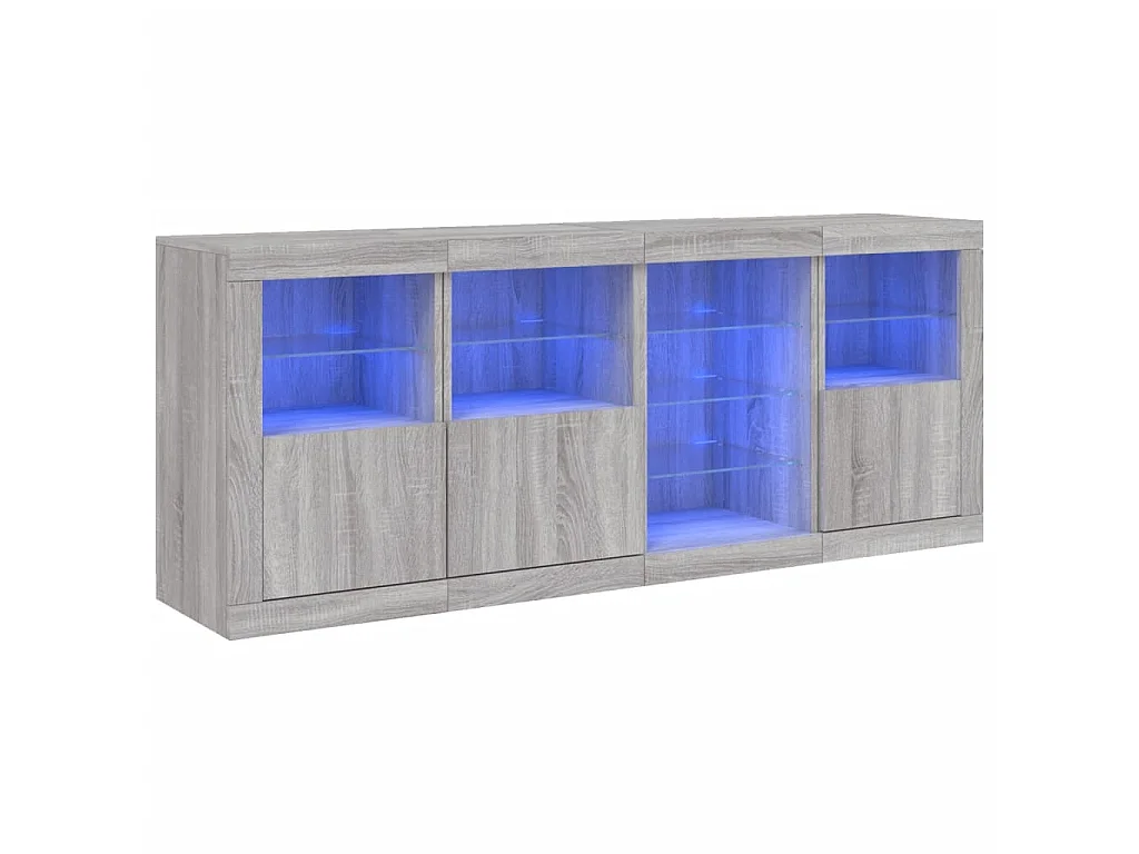 Sideboard mit LED-Leuchten Grau Sonoma 164x37x67 cm