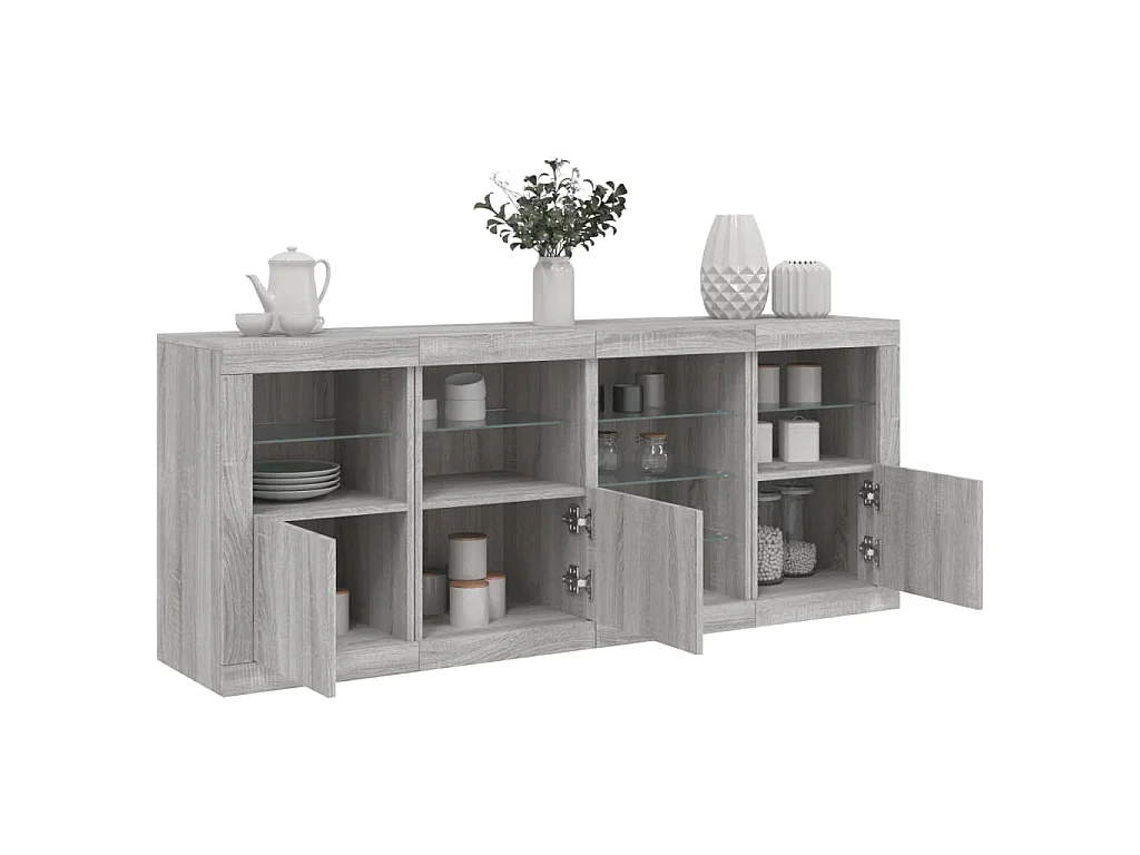 Sideboard mit LED-Leuchten Grau Sonoma 164x37x67 cm