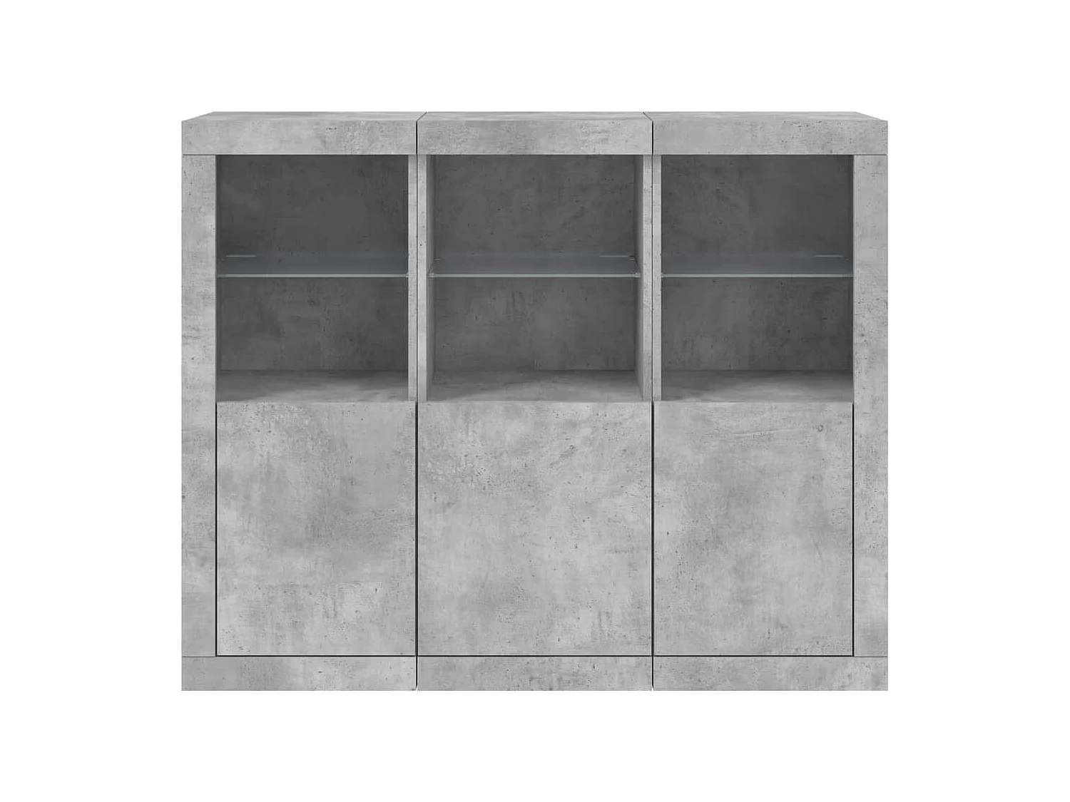 Sideboards mit LED-Leuchten 3 Stk. Betongrau Holzwerkstoff