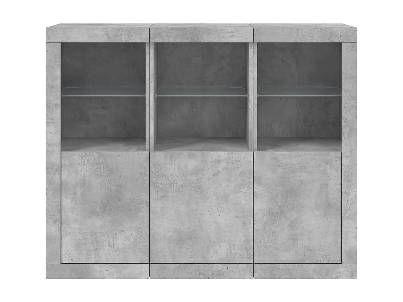 Sideboards mit LED-Leuchten 3 Stk. Betongrau Holzwerkstoff