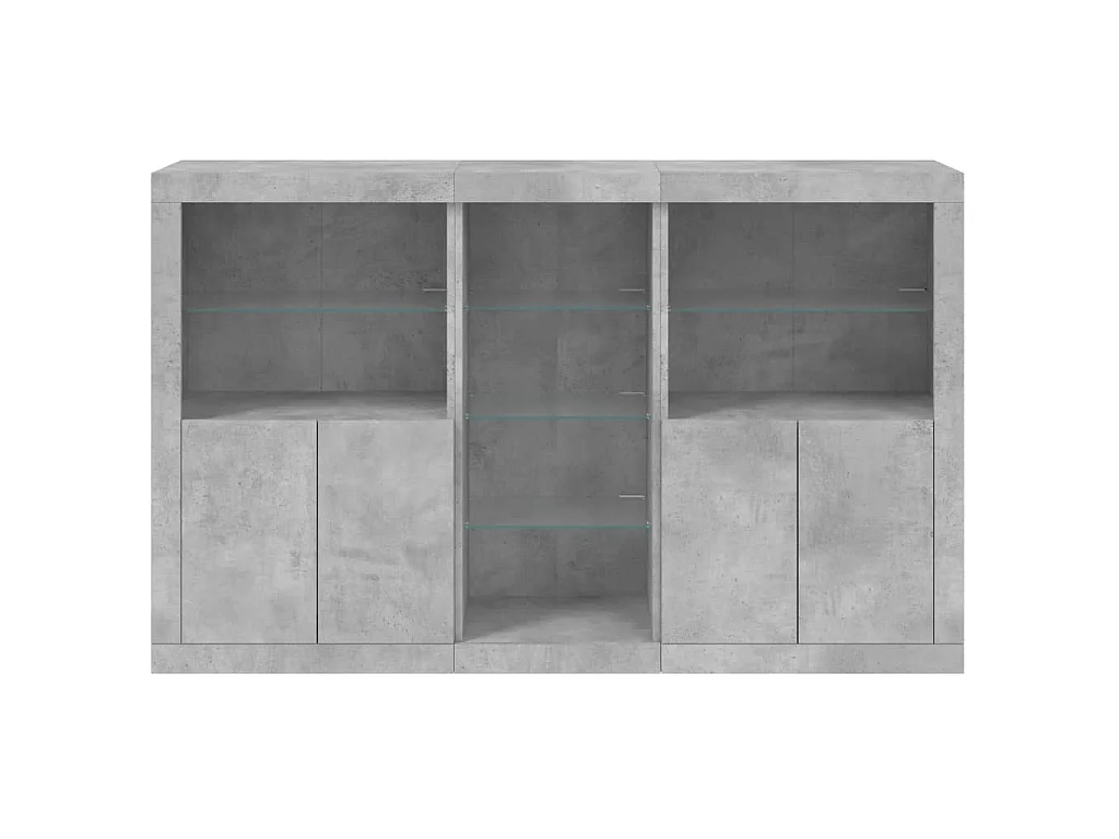 Buffet avec lumières LED gris béton 162x37x100 cm