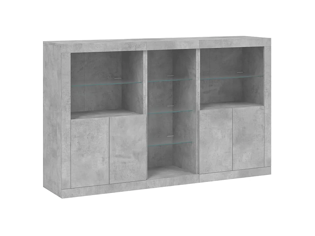 Buffet avec lumières LED gris béton 162x37x100 cm