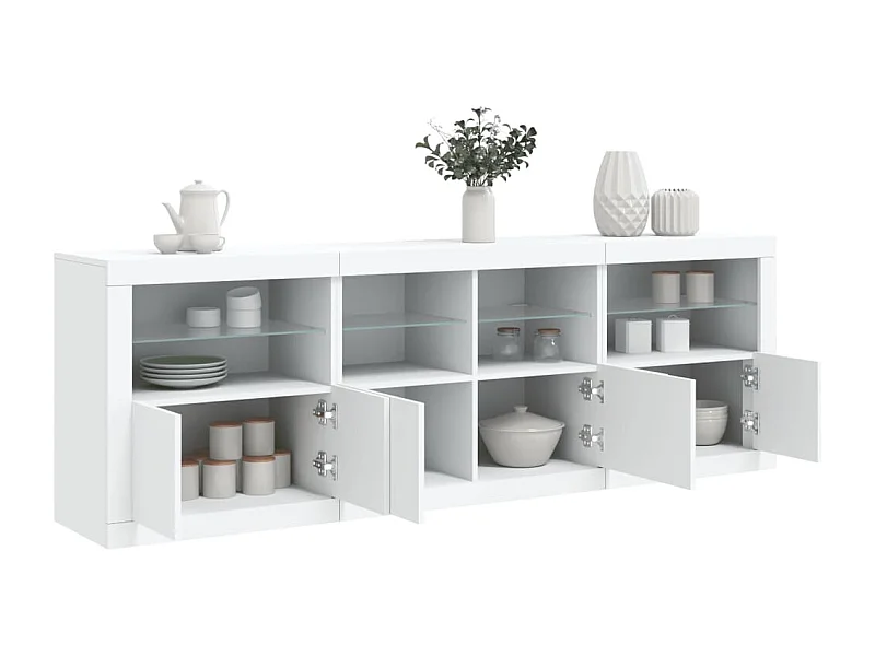 Sideboard mit LED-Leuchten Weiß 202x37x67 cm