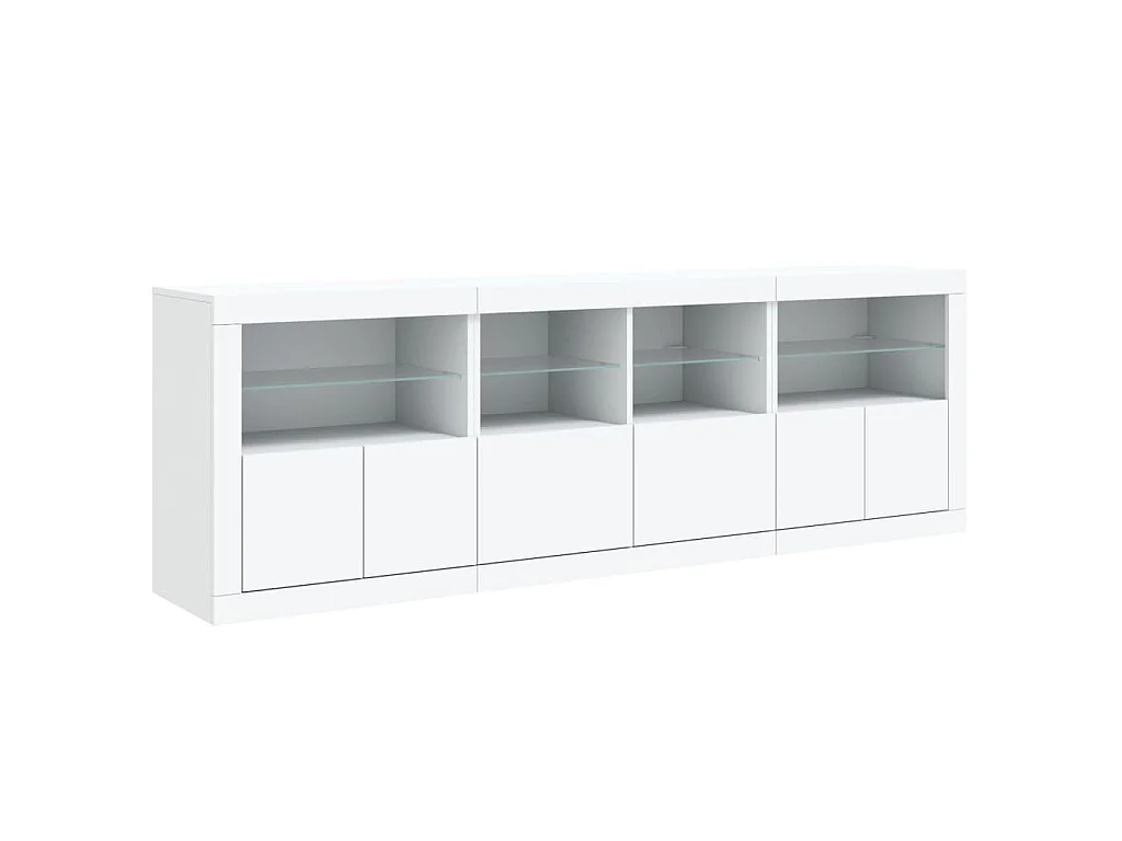 Buffet avec lumières LED blanc 202x37x67 cm