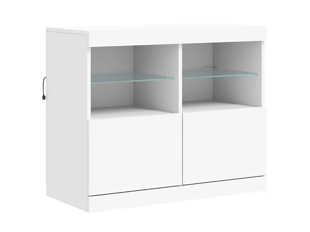 Buffet avec lumières LED blanc 202x37x67 cm