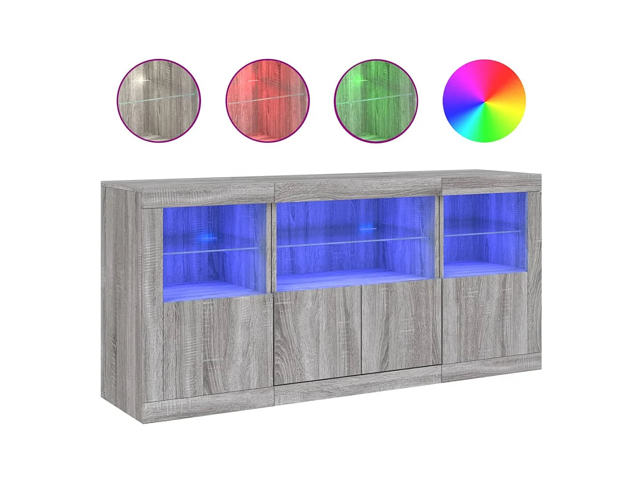 Sideboard mit LED-Leuchten Grau Sonoma 142,5x37x67 cm