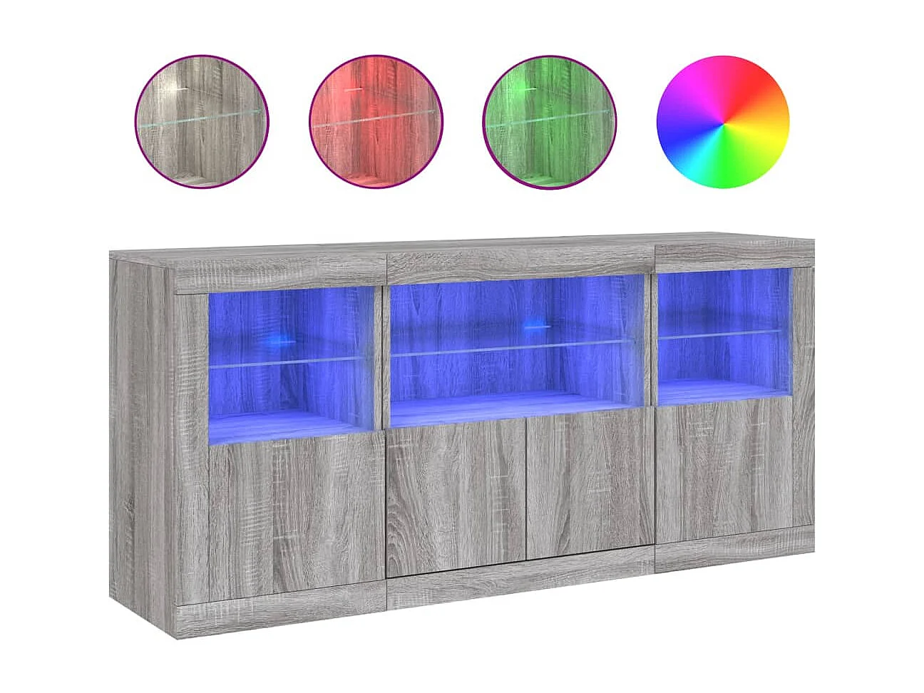 Sideboard mit LED-Leuchten Grau Sonoma 142,5x37x67 cm