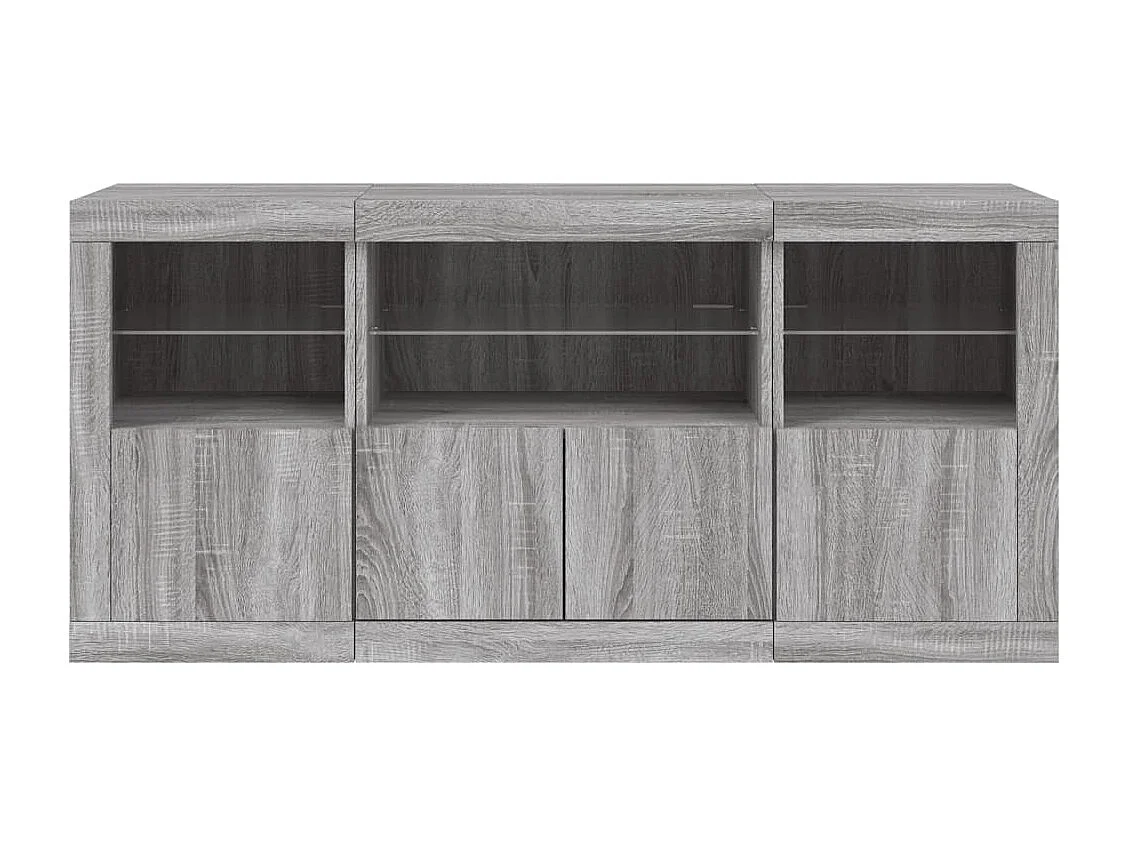 Sideboard mit LED-Leuchten Grau Sonoma 142,5x37x67 cm