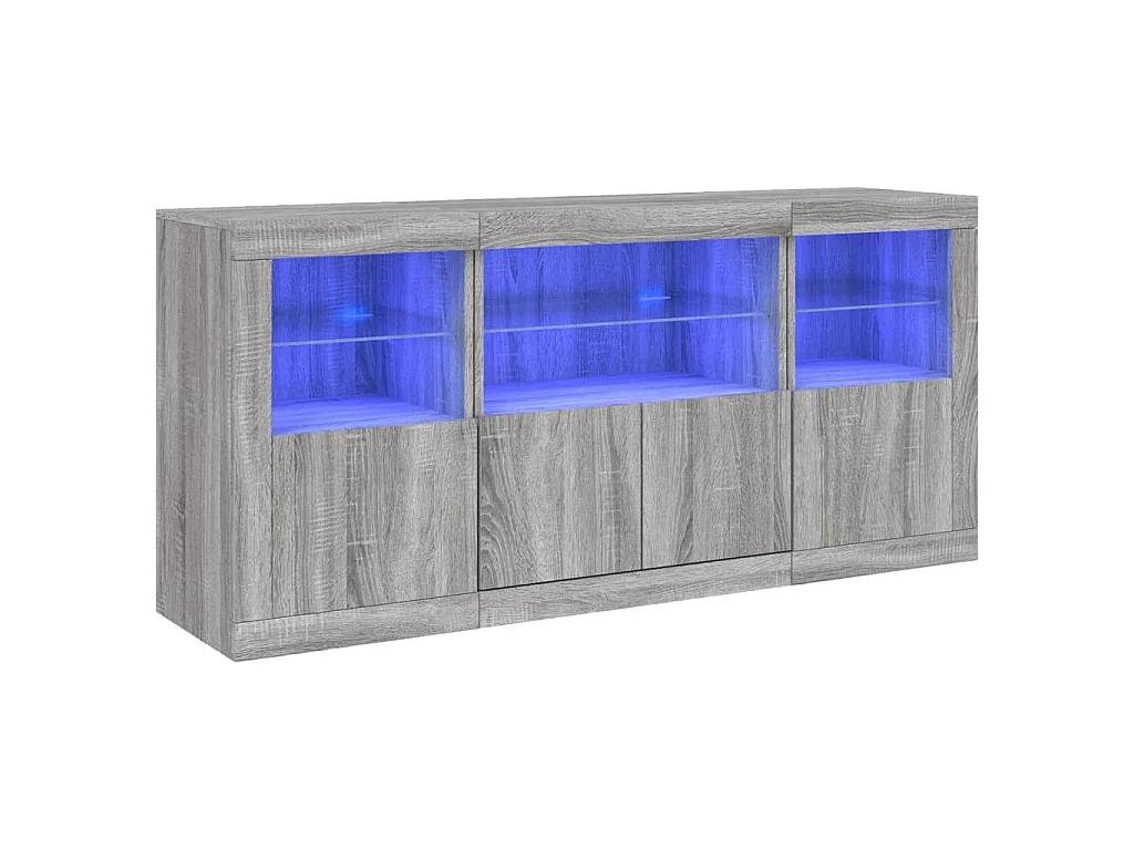 Dressoir met LED-verlichting 142,5x37x67 cm grijs sonoma