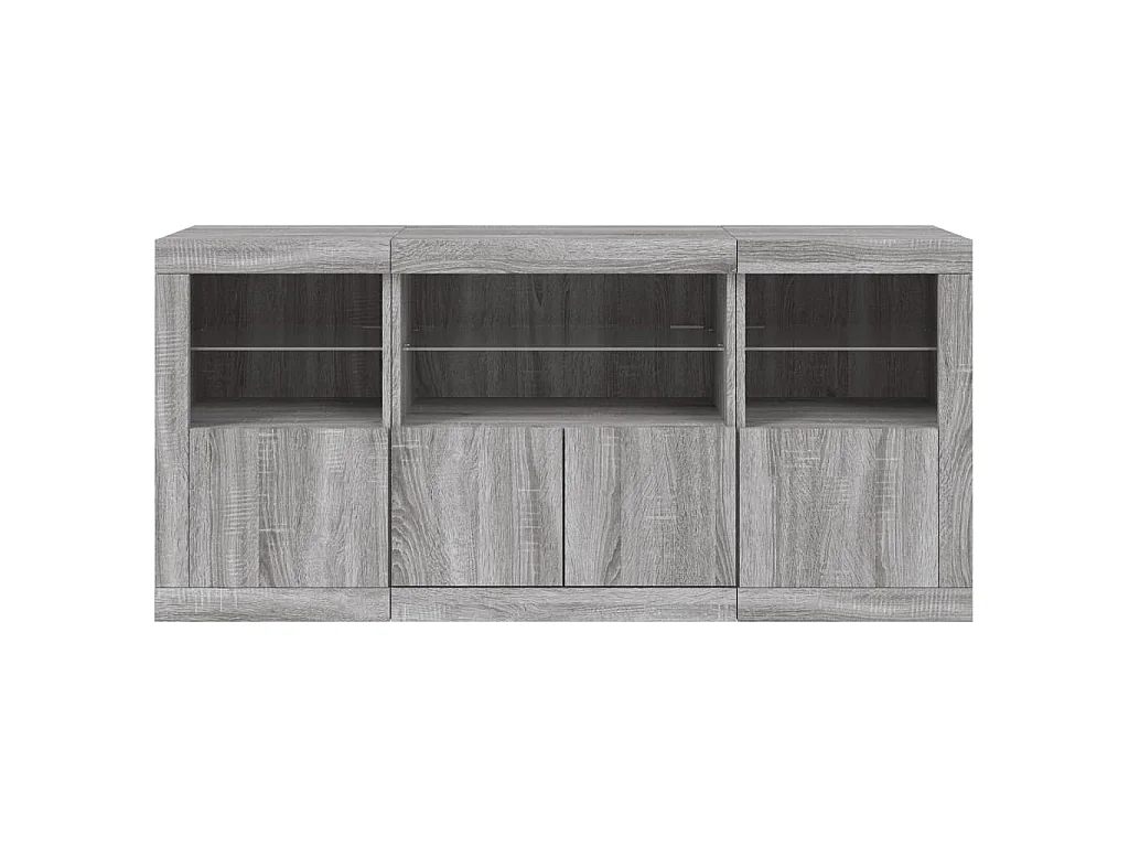 Dressoir met LED-verlichting 142,5x37x67 cm grijs sonoma