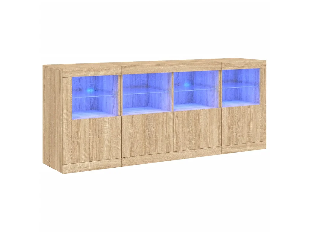 Buffet avec lumières LED chêne sonoma 163x37x67 cm