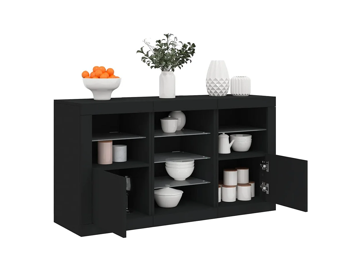 Buffet avec lumières LED noir 123x37x67 cm