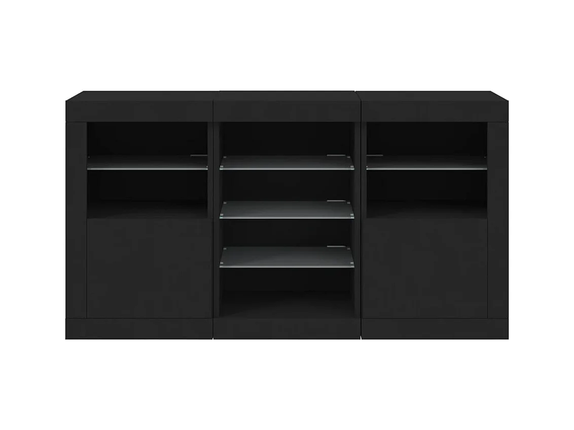 Buffet avec lumières LED noir 123x37x67 cm