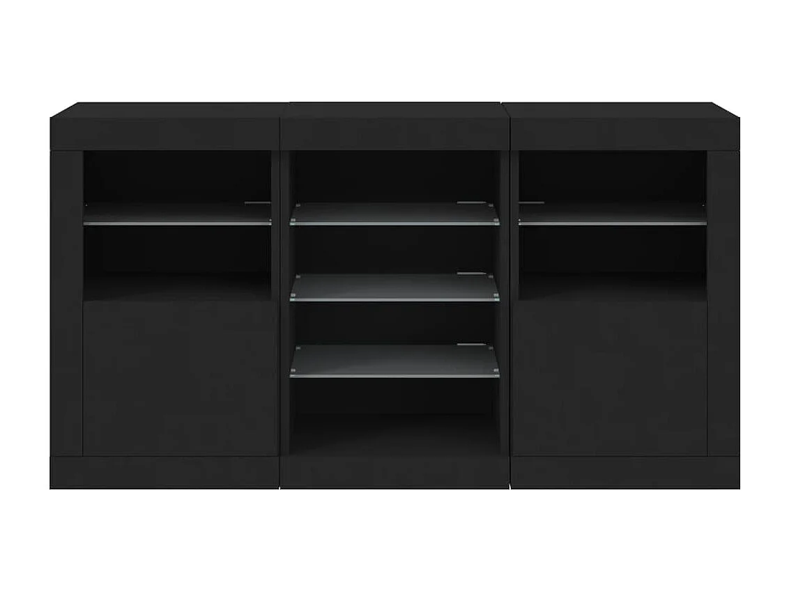 Buffet avec lumières LED noir 123x37x67 cm