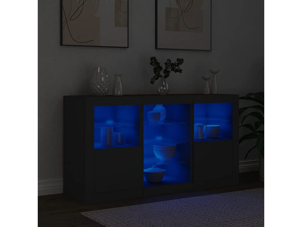 Sideboard mit LED-Leuchten Schwarz 123x37x67 cm