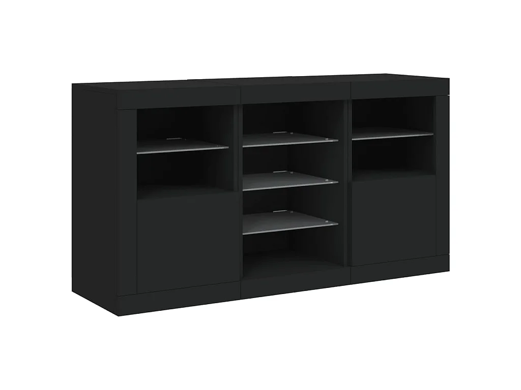 Sideboard mit LED-Leuchten Schwarz 123x37x67 cm