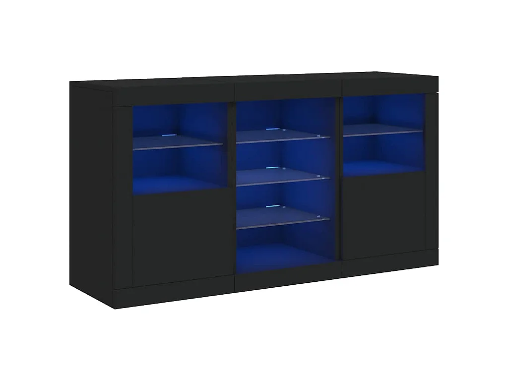 Dressoir met LED-verlichting 123x37x67 cm zwart