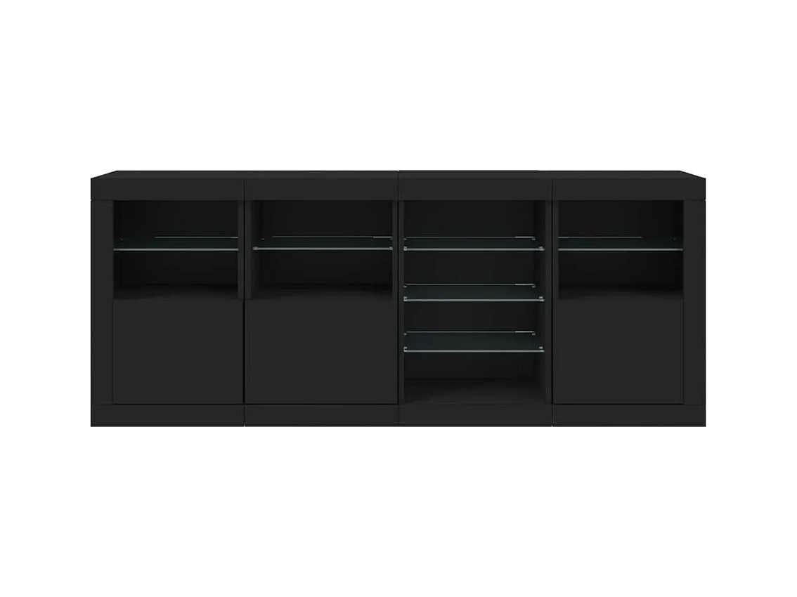 Buffet avec lumières LED noir 164x37x67 cm