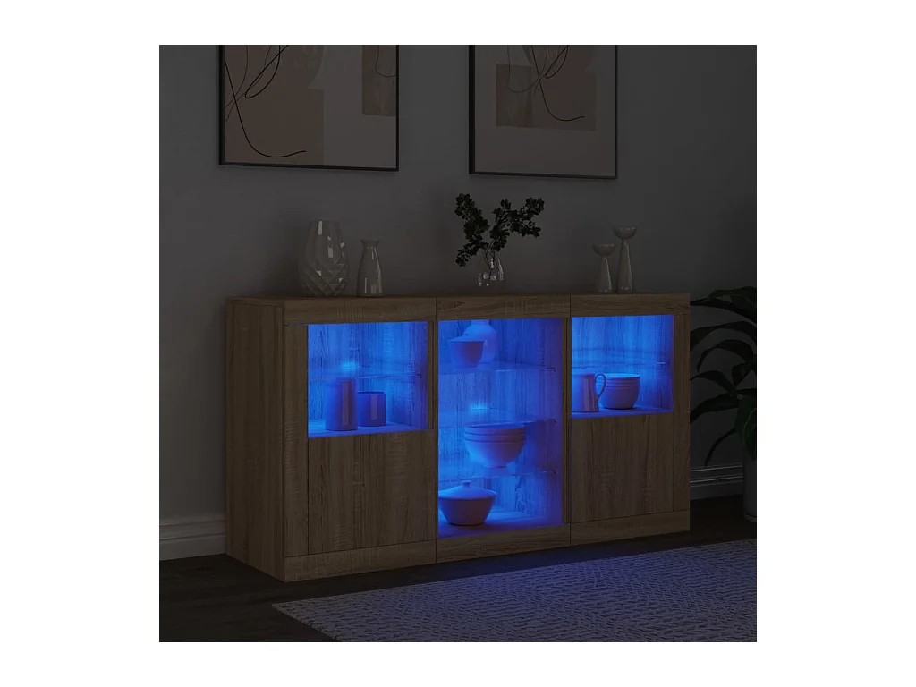 Aparador com luzes LED 123x37x67 cm carvalho sonoma