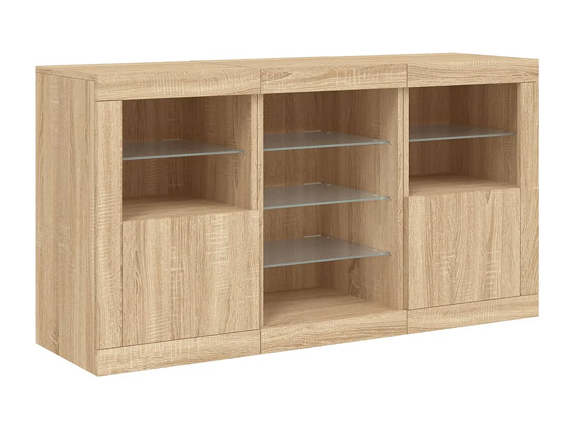 Buffet avec lumières LED chêne sonoma 123x37x67 cm