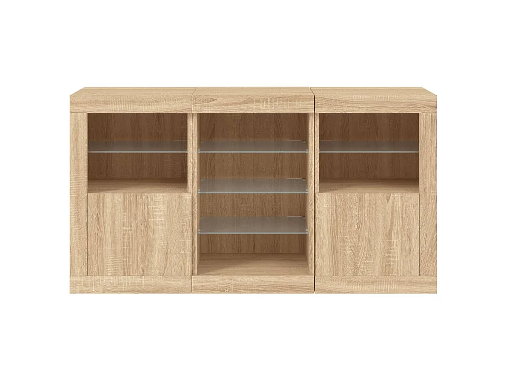 Buffet avec lumières LED chêne sonoma 123x37x67 cm