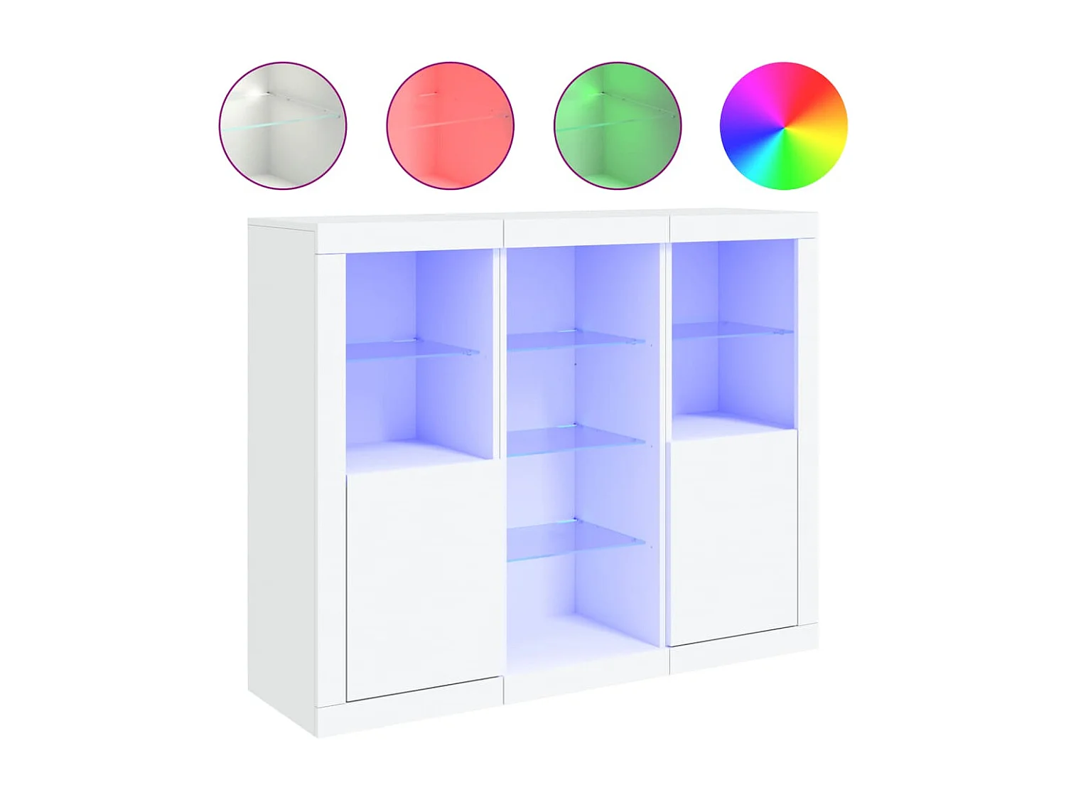 Sideboards mit LED-Leuchten 3 Stk. Weiß Holzwerkstoff