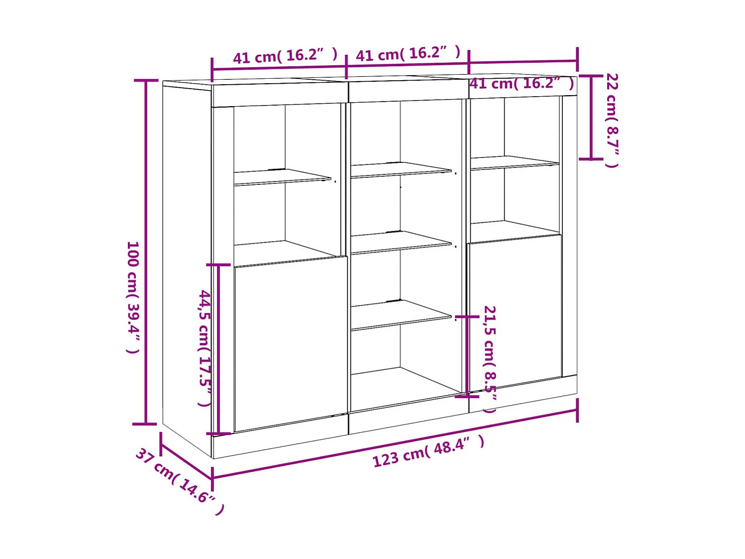 Sideboards mit LED-Leuchten 3 Stk. Weiß Holzwerkstoff