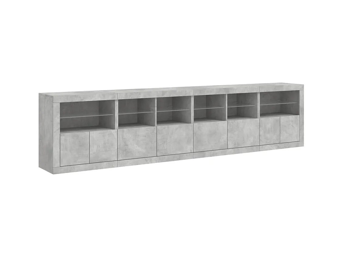 Sideboard mit LED-Leuchten Betongrau 283x37x67 cm