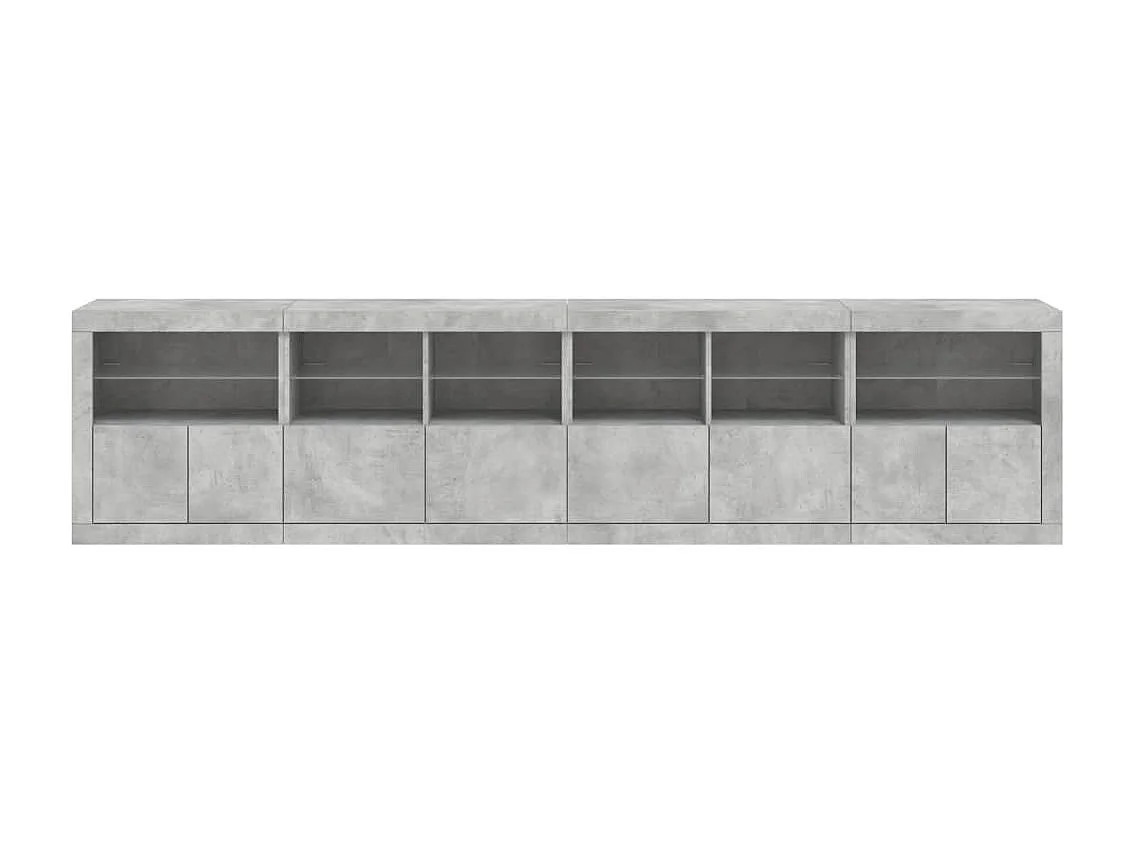 Credenza con Luci LED Grigio Cemento 283x37x67 cm