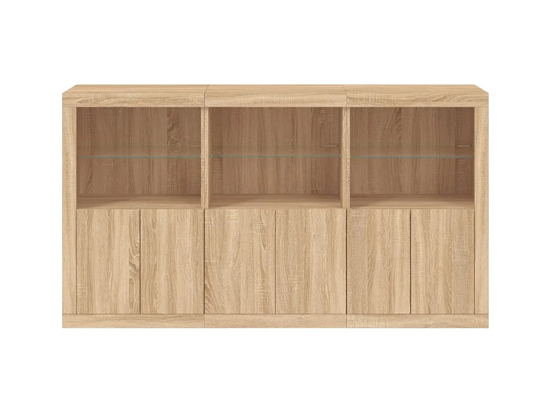 Buffet avec lumières LED chêne sonoma 181,5x37x100 cm