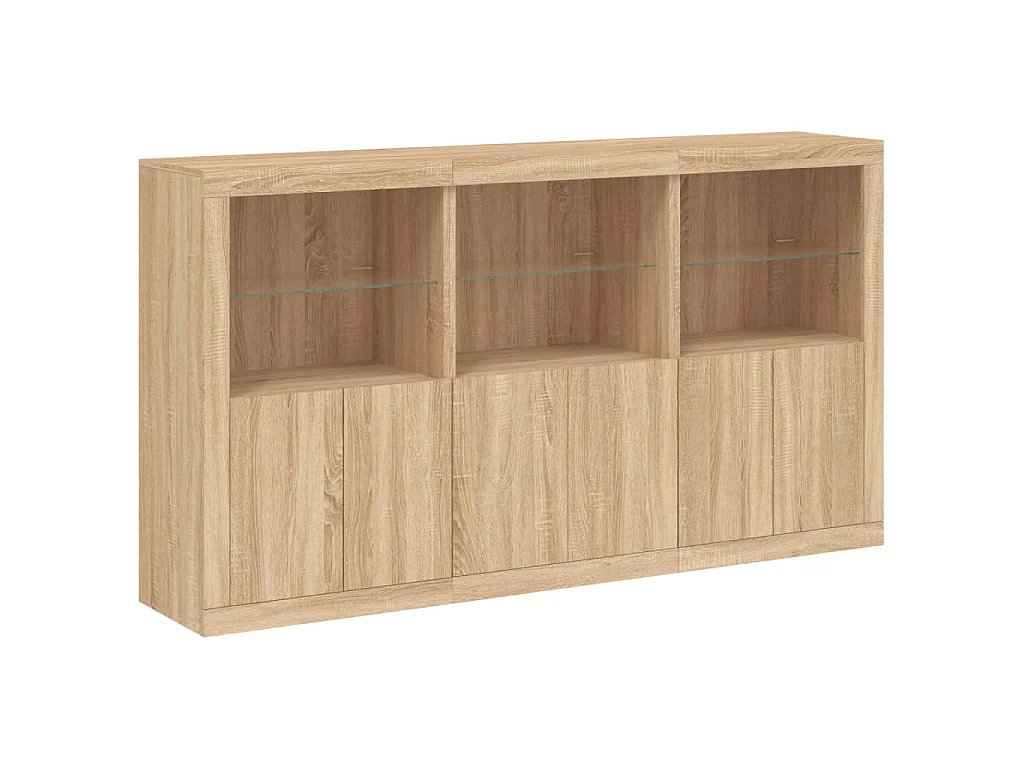 Buffet avec lumières LED chêne sonoma 181,5x37x100 cm