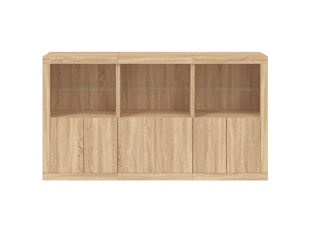 Buffet avec lumières LED chêne sonoma 181,5x37x100 cm