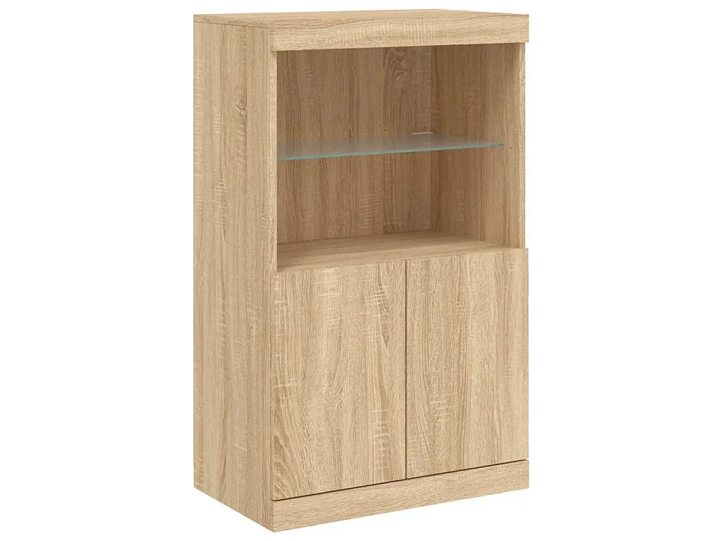 Buffet avec lumières LED chêne sonoma 181,5x37x100 cm