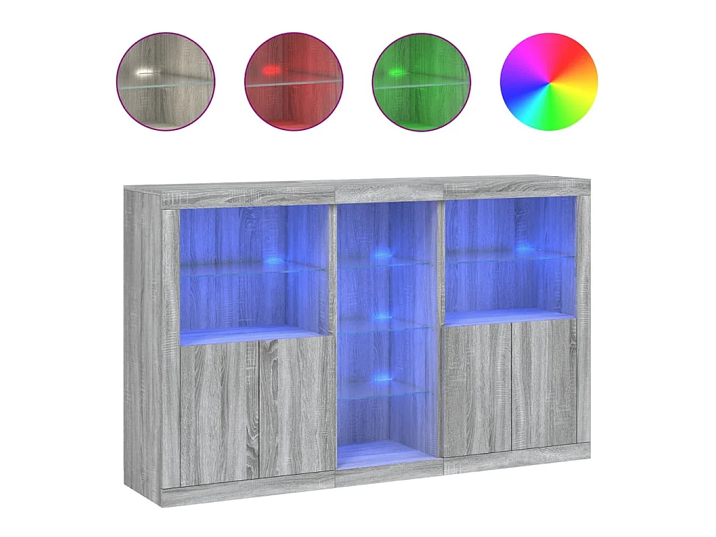 Buffet avec lumières LED sonoma gris 162x37x100 cm