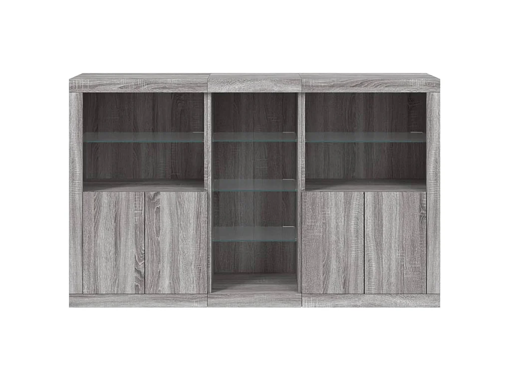 Buffet avec lumières LED sonoma gris 162x37x100 cm