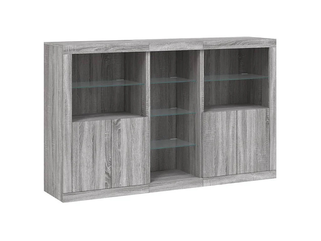 Buffet avec lumières LED sonoma gris 162x37x100 cm