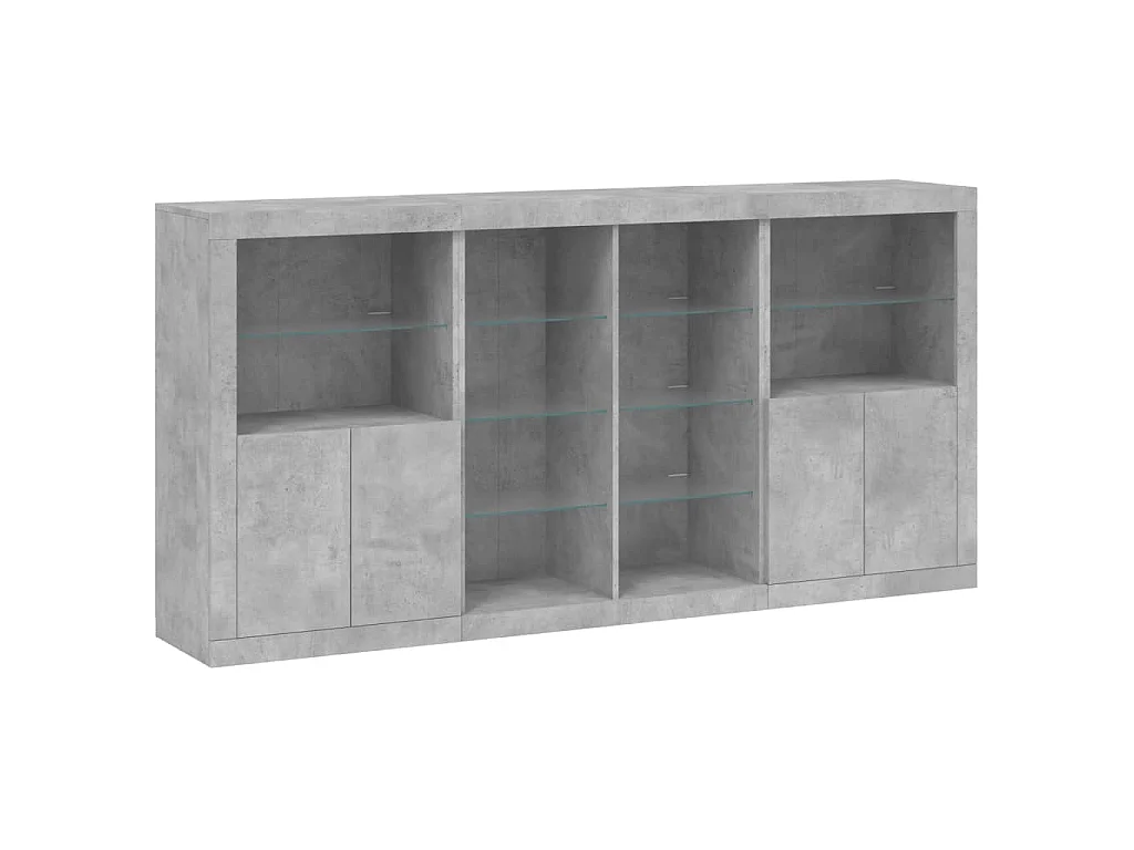 Buffet avec lumières LED gris béton 202x37x100 cm