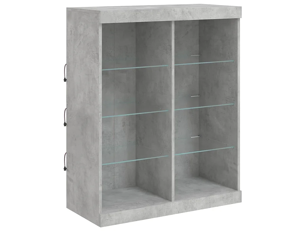 Buffet avec lumières LED gris béton 202x37x100 cm