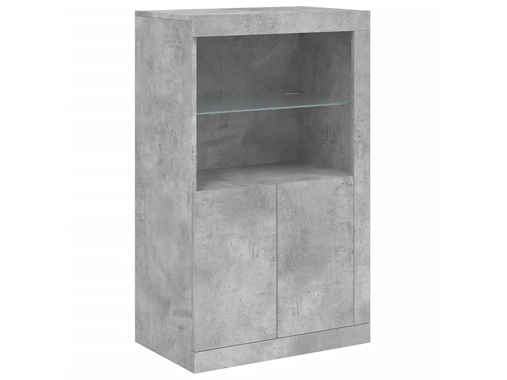 Buffet avec lumières LED gris béton 202x37x100 cm