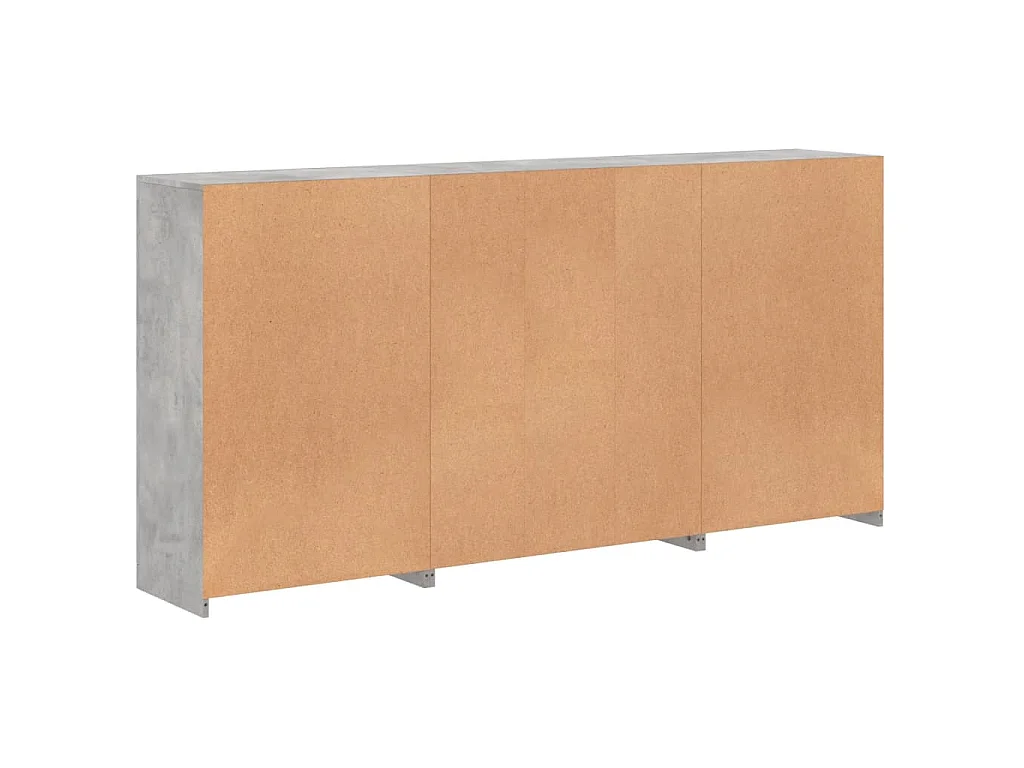 Buffet avec lumières LED gris béton 202x37x100 cm